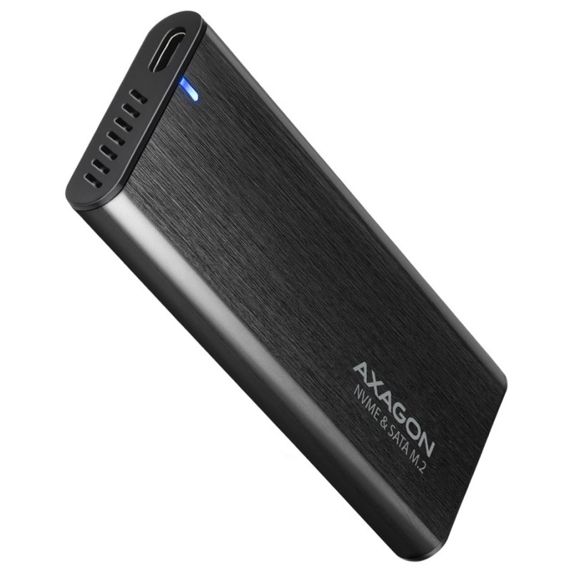 AXAGON EEM2-SB2, USB-C 3.2 Gen 2 - M.2 NVMe & SATA SSD kovový RAW box, bezšroubkový, černý