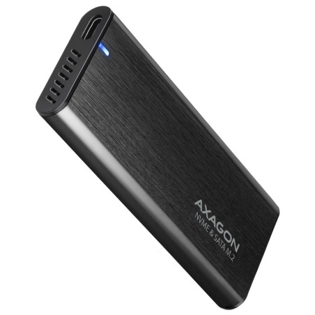 AXAGON EEM2-SB2, USB-C 3.2 Gen 2 - M.2 NVMe & SATA SSD kovový RAW box, bezšroubkový, černý