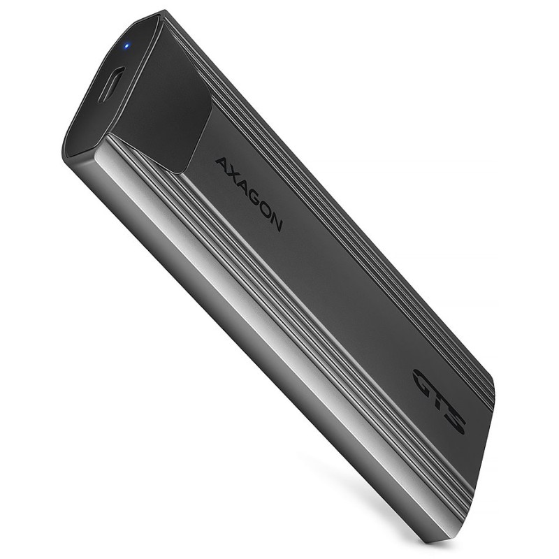 AXAGON EEM2-GTS2, USB-C 10Gbps - M.2 NVMe & SATA SSD kovový THIN box, bezšroubkový