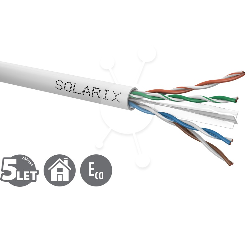 Instalační kabel Solarix UTP, Cat6, drát, PVC, box 100m