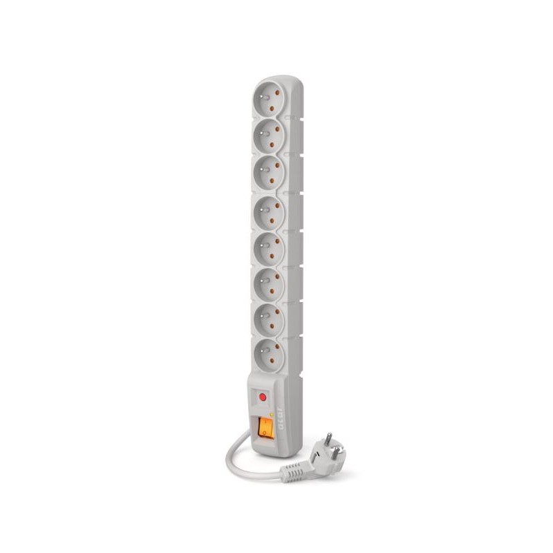 Acar S8 1,5m kabel, 8 zásuvek, šedá