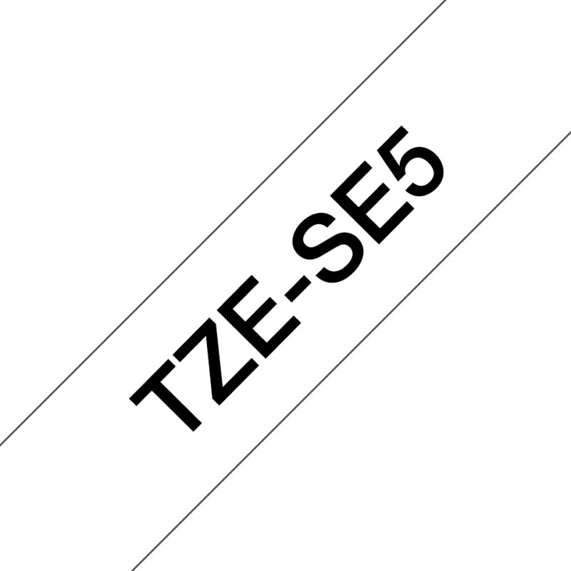 Brother originální páska do tiskárny štítků, Brother, TZE-SE5, černý tisk/bílý podklad, laminovaná, 8m, 24mm, plombovací