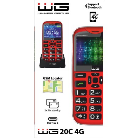 WG - Mobilní telefon WG20C, 4G, tlačítkový, červená