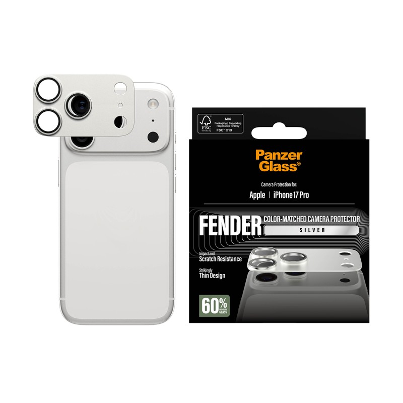 PanzerGlass FENDER - Chránic na objektiv pro mobilní telefon - stríbrná - pro Apple iPhone 17 Pro