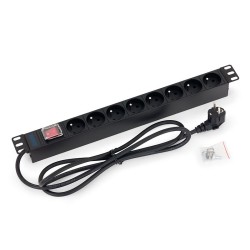 TRITON 19" rozvodný panel 8x230V - 2m, vypínač, černý