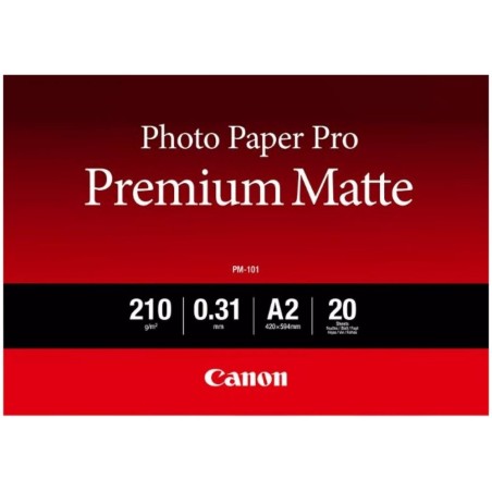 Canon PM-101 Photo Paper Premium Matte, PM-101, foto papír, matný, 8657B017, bílý, A2, 16.54x23.39", 210 g/m2, 20 ks