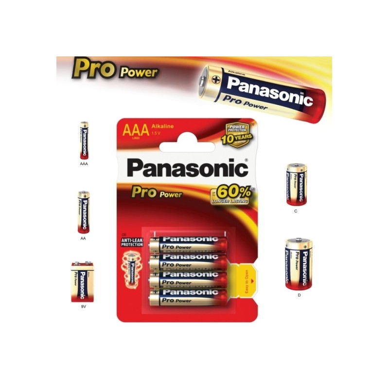 PANASONIC Alkalické baterie Pro Power LR03PPG/4BP AAA 1,5V (Blistr 4ks)