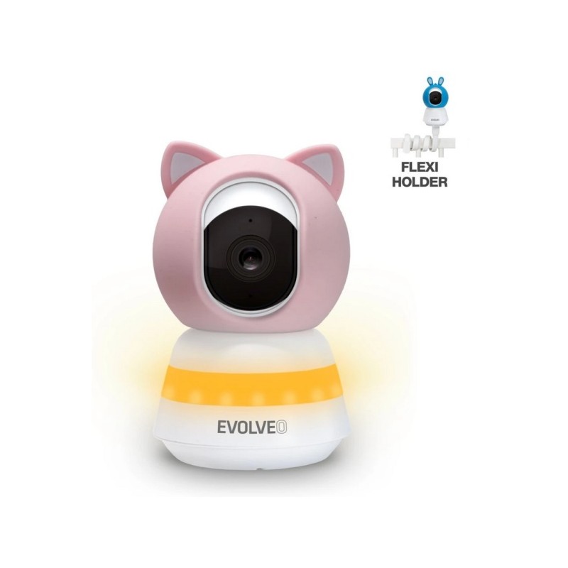 EVOLVEO Baby Monitor LUX- Chytrá 360° videochůvička s nočním viděním, detekcí pláče a pohybu, růžová