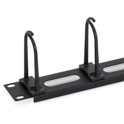TRITON 19" vyvazovací panel průchozí 1U - 5x plastová úchytka velká, černá