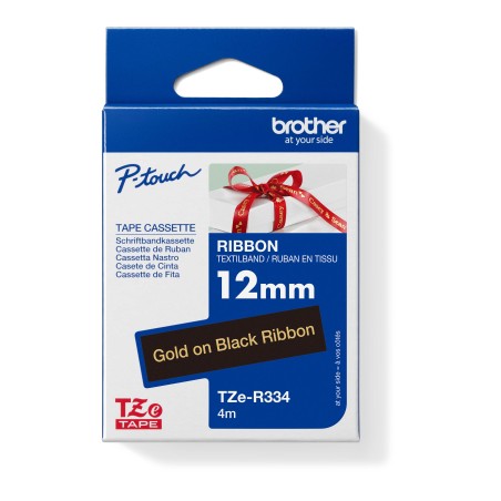 Brother 12MM Gold / Black Ribbon Tape/