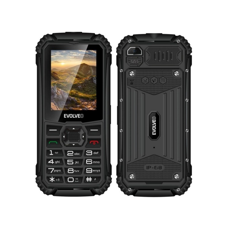EVOLVEO StrongPhone Q1, vodotěsný odolný Dual SIM telefon, černý