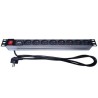 PremiumCord Panel napájecí 1U do 19" racku, 8x230V, přepěťová ochrana, 2m kabel, vypínač