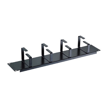 19" vyvazovací panel 2U 4x kov.háček (8,0 x 4,5-6,0cm) černý