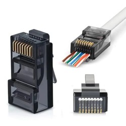 W-Star Konektor UTP RJ45EZ Cat5e100ks pozlacený, černá, pass through RJ45EZ5KS
