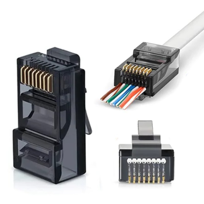 W-Star Konektor UTP RJ45EZ Cat5e100ks pozlacený, černá, pass through RJ45EZ5KS