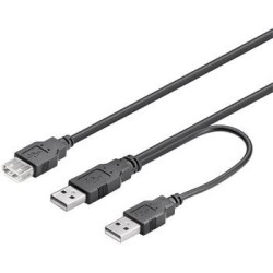 PremiumCord USB 2.0 napájecí Y kabel A/M+A/M-A/F