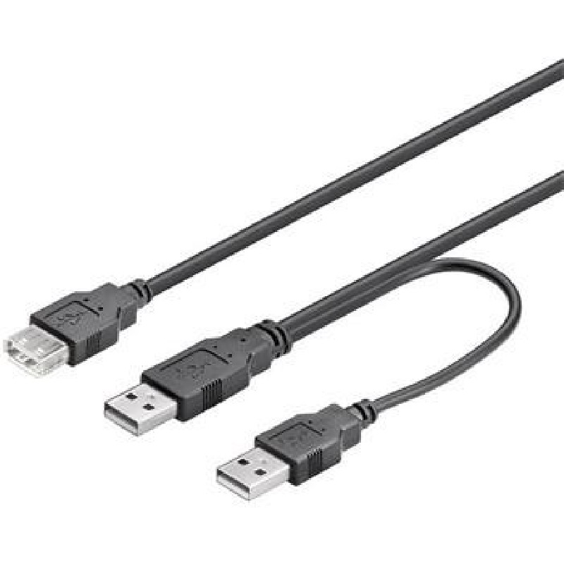 PremiumCord USB 2.0 napájecí Y kabel A/M+A/M-A/F