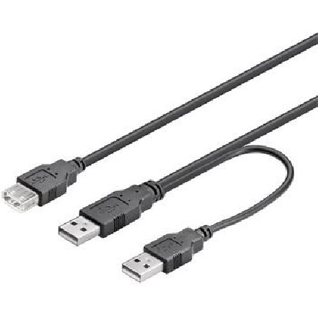 PremiumCord USB 2.0 napájecí Y kabel A/M+A/M-A/F