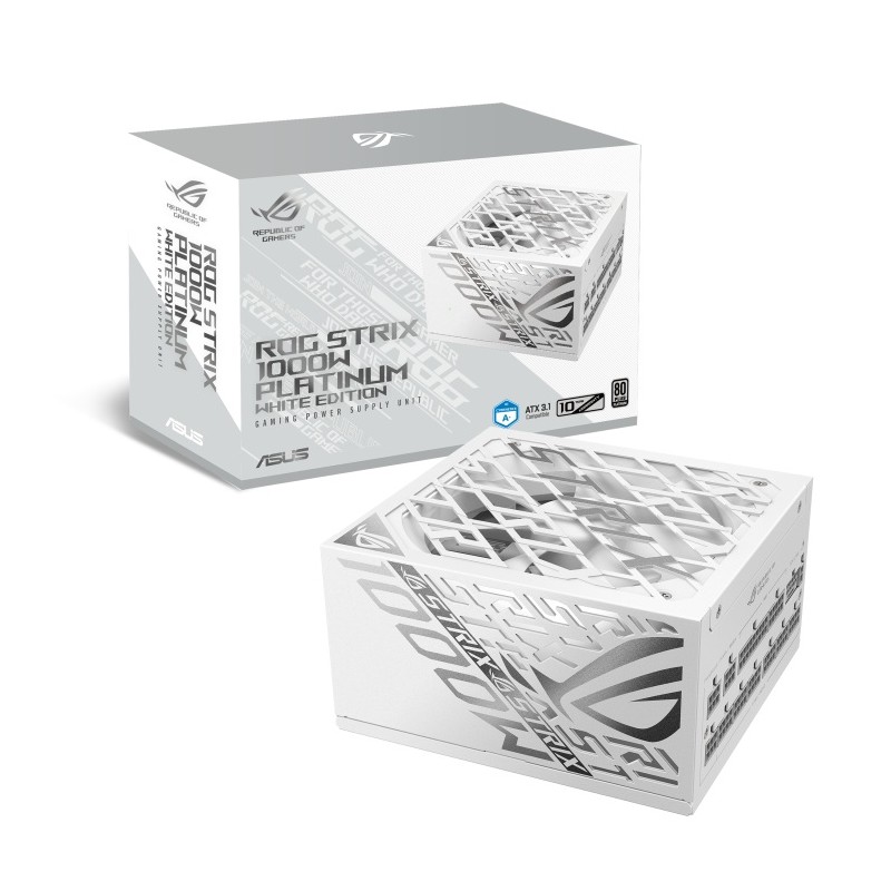 ASUS zdroj ROG STRIX 1000W White, 135mm, 80 Plus Platinum, Plně modulární, ATX 3.1