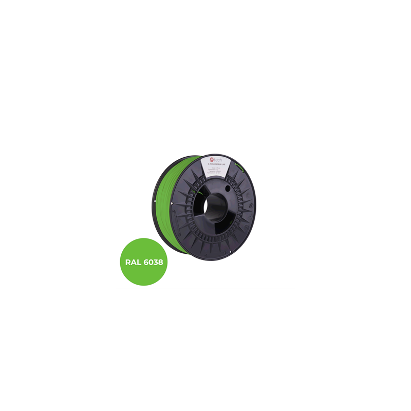 Filament C-TECH PREMIUM LINE, TPU 90A, flexibilní, luminiscenční zelená, RAL6038, 1,75mm, 1kg