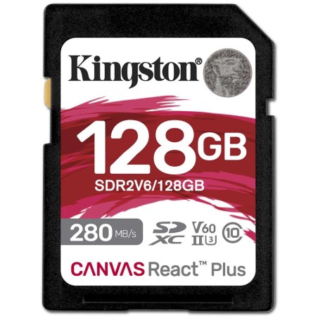Kingston SDXC karta 128GB Canvas React Plus, UHS-II, U3, V60, R:280/W:100MB/s
