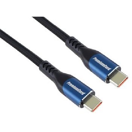PremiumCord USB-C kabel ( USB 3.2 GEN 2x2, 5A, 100W, 20Gbit/s ) 0,5m, bavlněný oplet