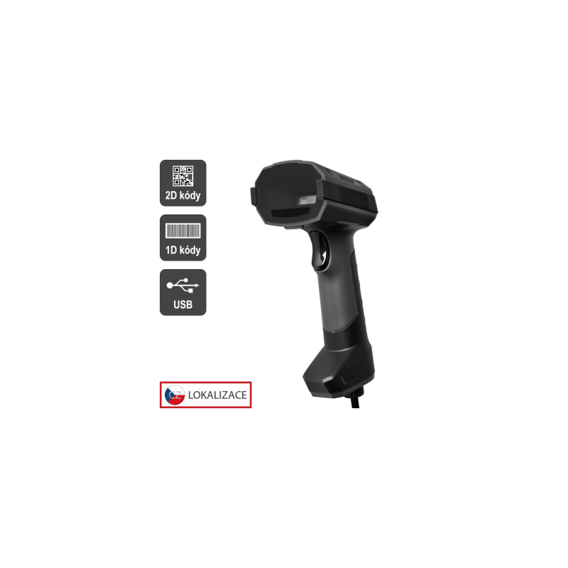 Virtuos CCD 2D průmyslová čtečka HT-857, USB, tmavě šedá