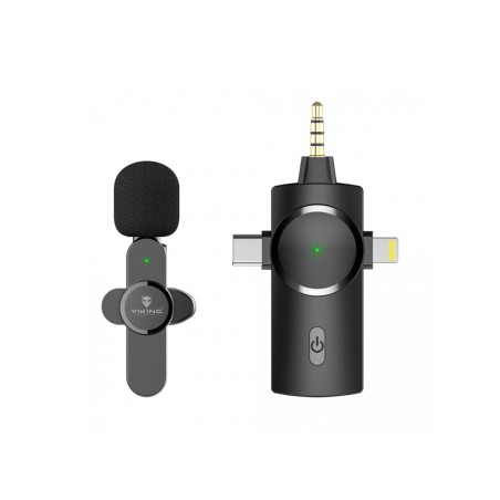 Viking bezdrátový mikrofon s klipem M360, konektor USB-C / Lightning / 3,5 mm jack