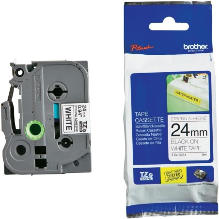 BROTHER TZES251 - kazeta TZ šířky 24mm, extrémně adhesivní llamino TZE-S251, bílá/černé písmo
