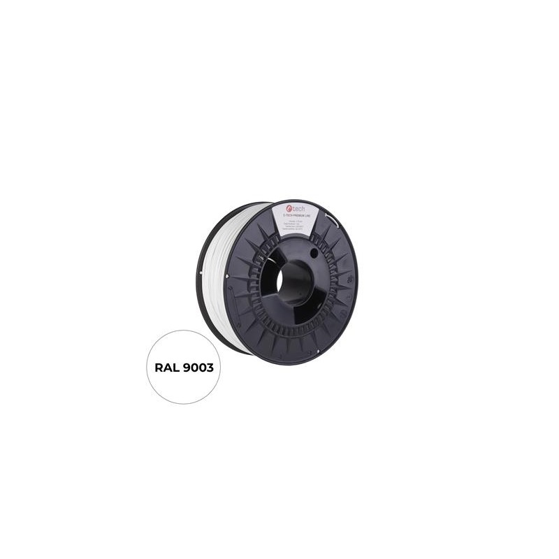 Tisková struna (filament) C-TECH PREMIUM LINE, ASA, dopravní bílá, RAL9003, 1,75mm, 1kg