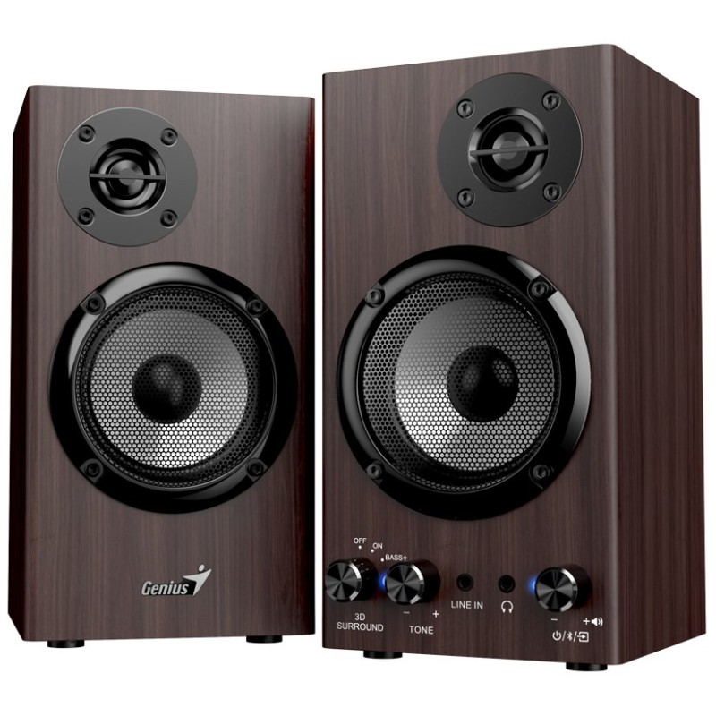GENIUS Reproduktor SP-HF520BT, BT, 3.5mm jack, 20W, tmavé dřevo