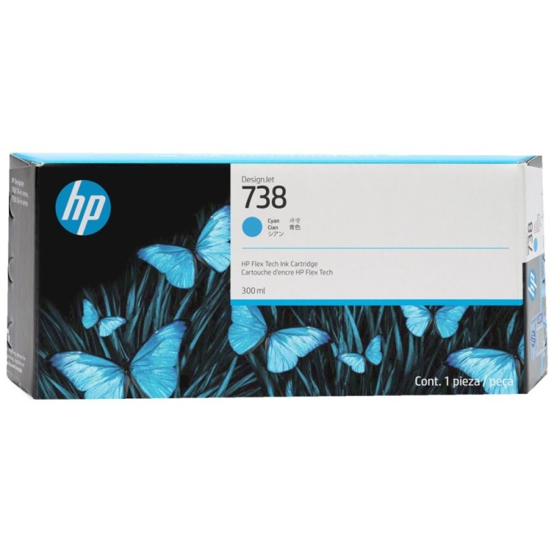 HP 738 300-ml Cyan DesignJet Ink Cartridge