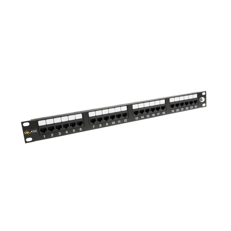 19" patch panel Solarix 24 x RJ45 CAT6 UTP 350 MHz černý 1U SX24-6-UTP-BK