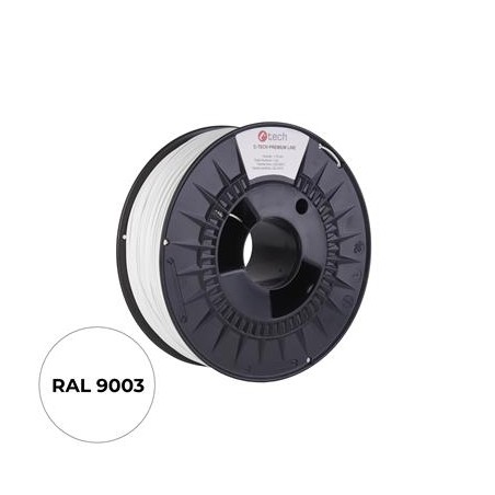 C-TECH Tisková struna (filament) PREMIUM LINE, ABS, dopravní bílá, RAL9003, 1,75mm, 1kg