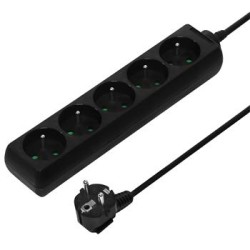 Prodlužovací přívod 230V 5m 5 zásuvek, černý