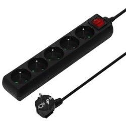 PREMIUMCORD Prodlužovací přívod 230V 3m 5 zásuvek + vypínač, černý