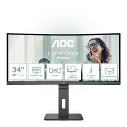 AOC MT VA LCD WLED 34" CU34P3CV - VA panel, 3440x1440, HDMI, DP, USB-C, 4xUSB 3.2, repro, vysk. stavitelny, zakriven