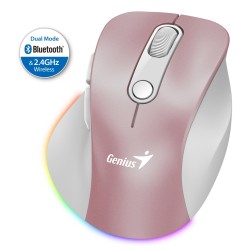 Genius Ergo 9000S Pro/Ergonomická/Optická/Pro praváky/2 400 DPI/USB+BT/Růžová