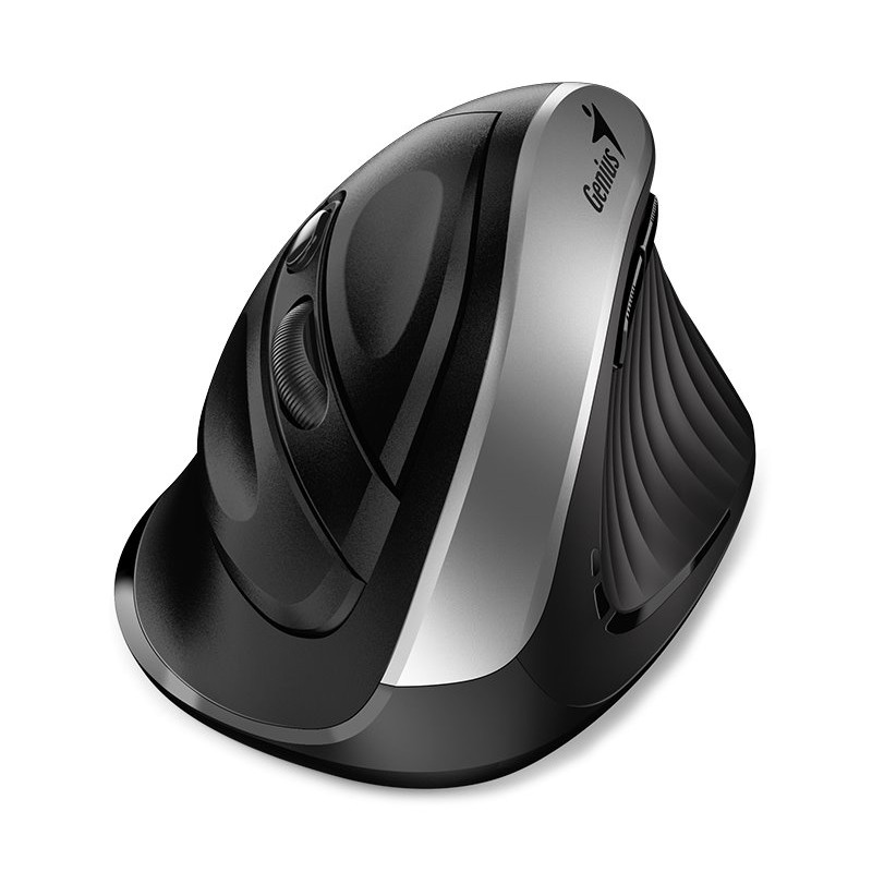 GENIUS Vertikální myš Ergo 8250S Silver Grey/ 1600 dpi/ bezdrátová/ 6tlačítek/ tichá/ černostříbrná