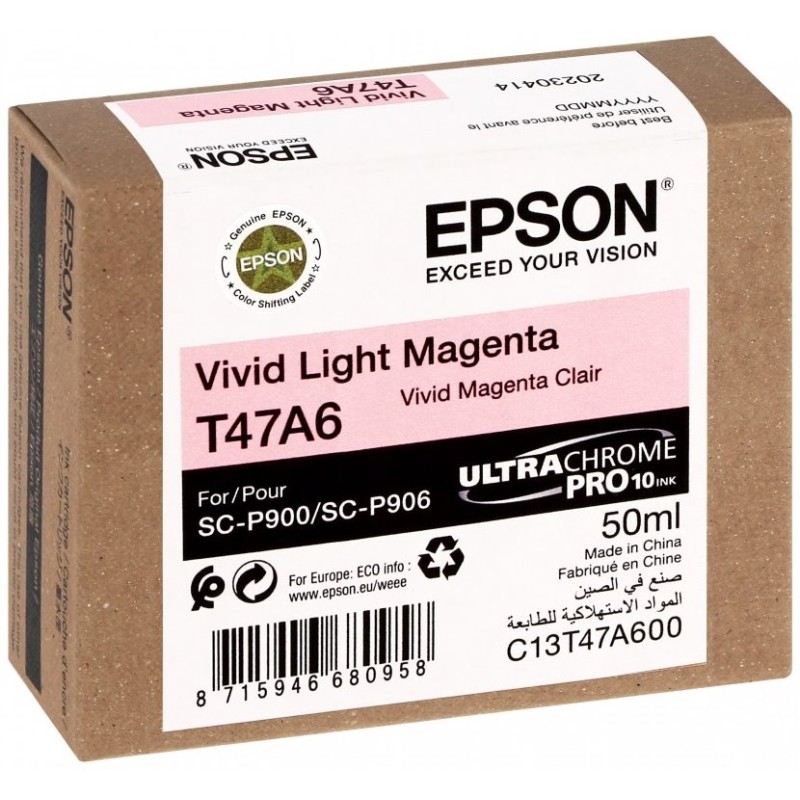 EPSON ink Singlepack Vivid Light Magenta T47A6 UltraChrome Pro 10 ink 50ml