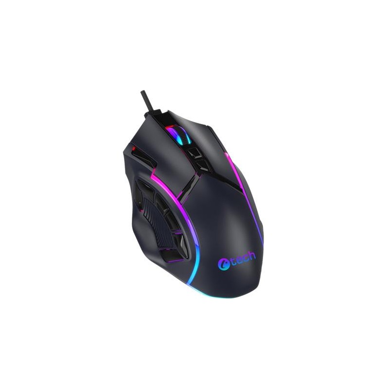 C-TECH Herní myš Akali, 12800 DPI, RGB podsvícení, USB, Černá