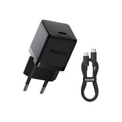 Baseus Palm Fast Nabíječka USB-C 20W + Datový Kabel USB-C/USB-C 1m Black