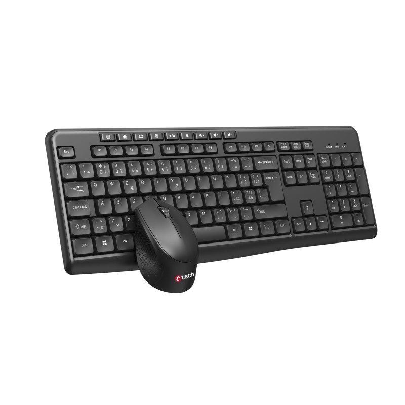 C-TECH klávesnice s myší WLKMC-04, Bezdrátový set 2.4GHz, CZ, Černá