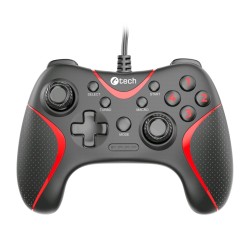 C-TECH gamepad Theon pro PC/PS3, 2 programovatelná makro tlačítka, 2x analog, X-input, vibrační, 1,8m kab