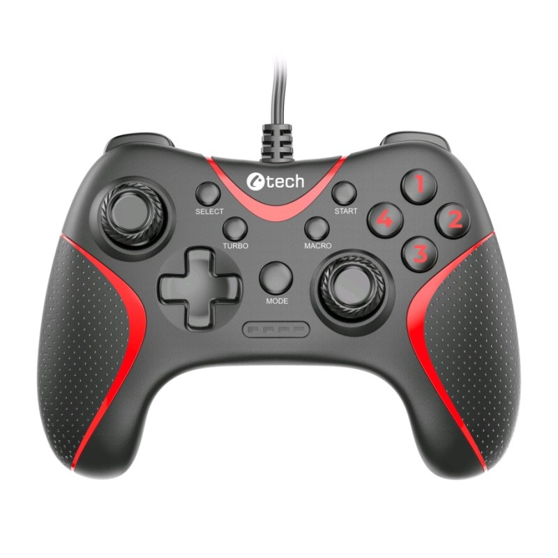 C-TECH gamepad Theon pro PC/PS3, 2 programovatelná makro tlačítka, 2x analog, X-input, vibrační, 1,8m kab