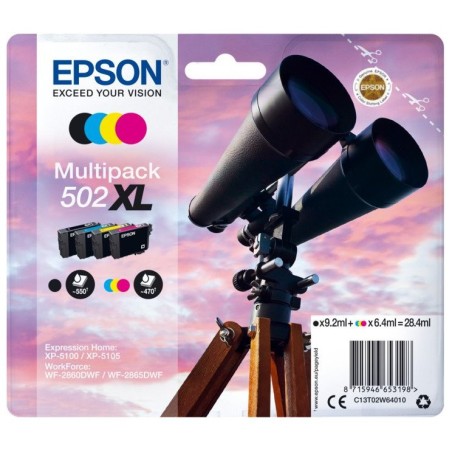 EPSON ink Multipack "Dalekohled" 4-colours 502XL Ink, ČB 550, BAR 470 stran