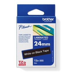 BROTHER TZE355 - kazeta TZ šířky 24mm, laminovaná TZE-355, černá/bílé písmo