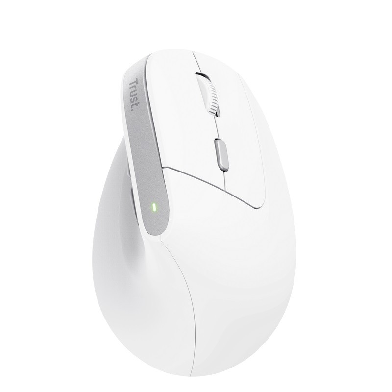 TRUST myš Bayo II Ergonomická vertikální myš, Bezdrátová, bílá