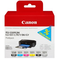 Canon CARTRIDGE PGI-550/CLI-551 PGBK/C/M/Y/BK/GY MULTI-PACK pro iP8750, MG6350, MG7150, MG7550 (319 str.)
