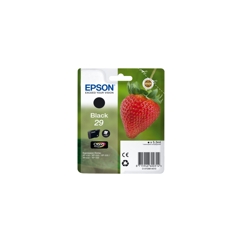 EPSON ink čer Singlepack "Jahoda" Black 29 Claria Home Ink